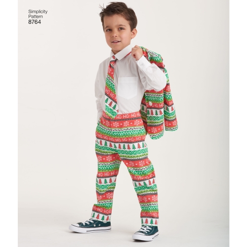 Poiste ülikond ja lipsud, suurused: A (3-4-5-6-7-8), Simplicity Pattern #8764 