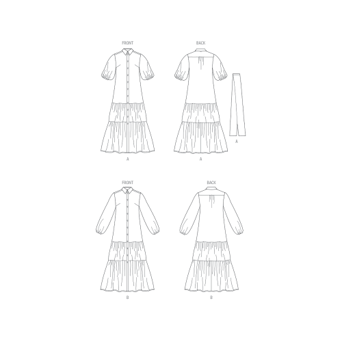 Lõikekomplekt BUTTERICK B6977 MISSES` DRESS AND SASH 