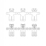Topistäidetavad kass, karu ja koer, suurused: Ühes mõõdus, Simplicity Pattern #S8968 