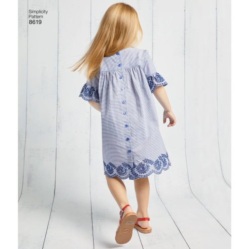 Laste Easy to Sew kleidid, suurused: A (3-4-5-6-7-8), Simplicity Pattern #8619 