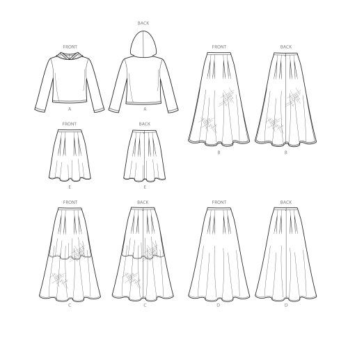Tüdrukute seelikud ja trikoo topp suurused: 8-10-12-14-16, Simplicity Pattern #S8966 