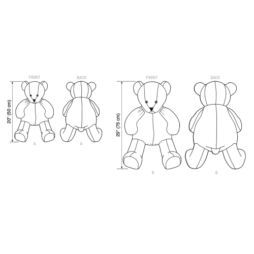 Simplicity Sewing pattern S9307 PLUSH BEARS IN TWO SIZES, SS9307OS 