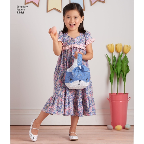 Laste Ruby Jean` kleidid ja kotikesed, suurused: A (3-4-5-6-7-8), Simplicity Pattern #8565 