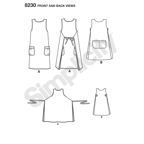 Naiste Dottie Angel ümberpööratav põll-kleit ja keep, suurused: A (XS-S-M-L-XL), Simplicity Pattern #8230 