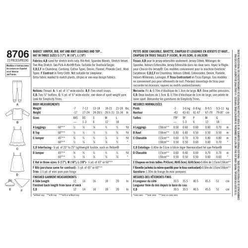 Beebiriietus, suurused: A (XXS-XS-S-M-L), Simplicity Pattern #8706 