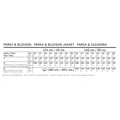Jope & jakk 116- 158cm,Parka & Blouson jacket Burda 9486 