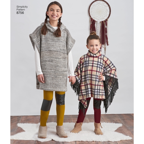 Laste ja tüdrukute pontšo ja retuusid, Simplicity Pattern #8756 