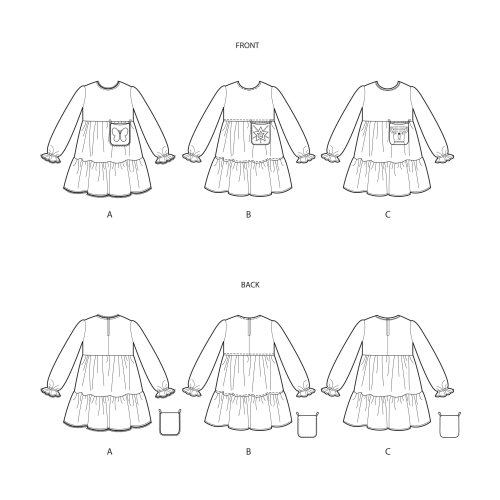 Laste kleit taskutega variatsioonidega, suurused: A (3-4-5-6-7-8), Simplicity Pattern #S9024 