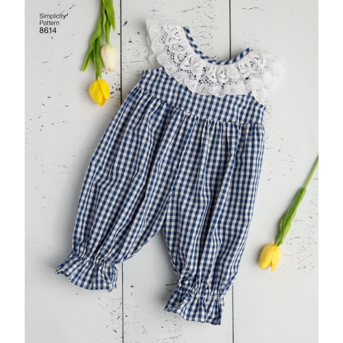 Beebide kleit, kombinesoon ja püksikud, suurused: A (XXS-XS-S-M-L), Simplicity Pattern #8614 