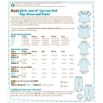 Ompelukaava: Girls` and 46cm (18`) Doll Ruffled, Notch-Neck Top, Dress and Pants, Kwik Sew K0227 