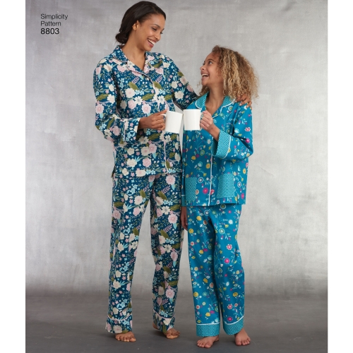 Tüdrukute ja Neidude salongipükste ja särgi komplekt, suurused: A (S - L / XS - XL), Simplicity Pattern # 8803 