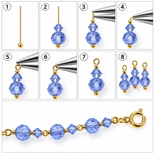 Round Head Pins for beads, ø0,7mm, 26mm, 20pcs 