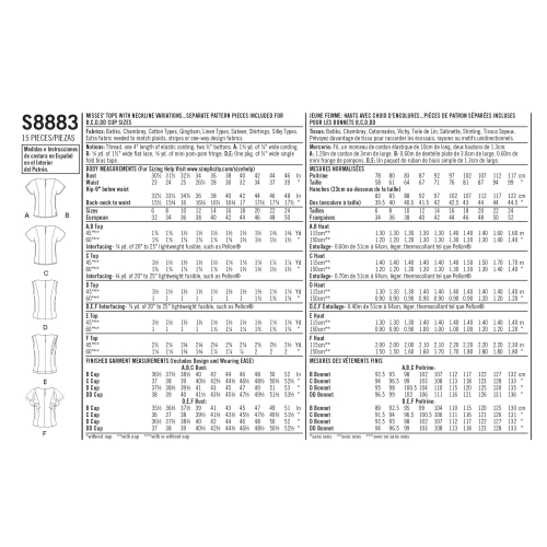Naiste topid, Simplicity Pattern #S8883 