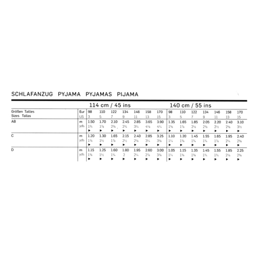 Ööriided 98- 170cm, Pyjamas Burda 9747 