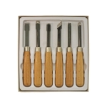 Wood engraving knife 6 pcs set and file, wooden handle, 16,5 cm, KL2135 