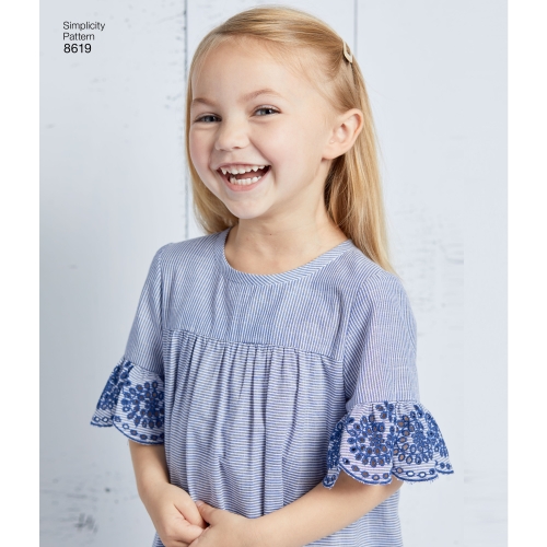 Laste Easy to Sew kleidid, suurused: A (3-4-5-6-7-8), Simplicity Pattern #8619 