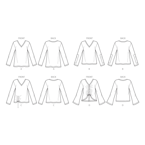 Naiste trikoo sviiter-topid variatsioonidega, Simplicity Pattern #S8950 