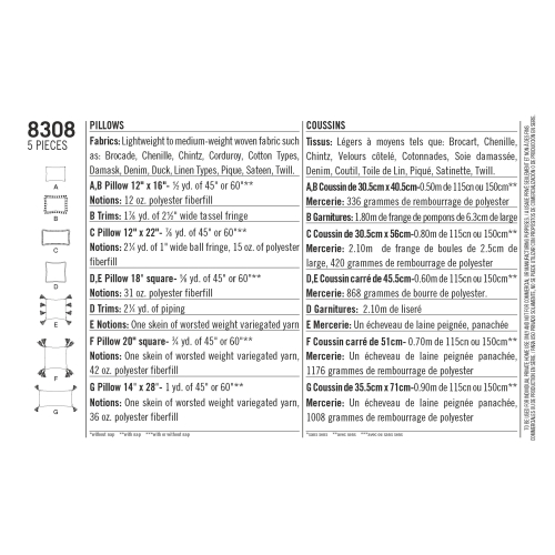 Pillows, Sizes: OS (ONE SIZE), Simplicity Pattern #8308 