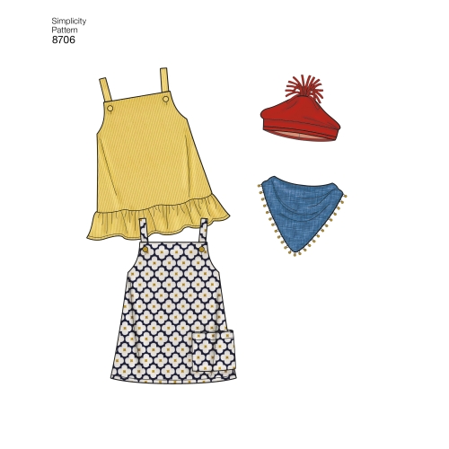 Beebiriietus, suurused: A (XXS-XS-S-M-L), Simplicity Pattern #8706 