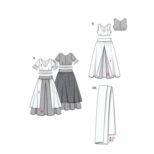 Kõhutants, Lõiked suurustele (Eur Sizes) 38-48 / Belly Dance / Burda 2442 