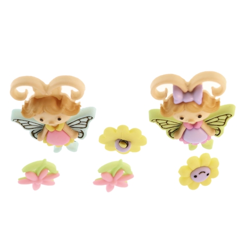 3D Fancy Button 6 pcs set, max 3,5 cm, Dress It Up #8294 Flutter Bugs (USA) 