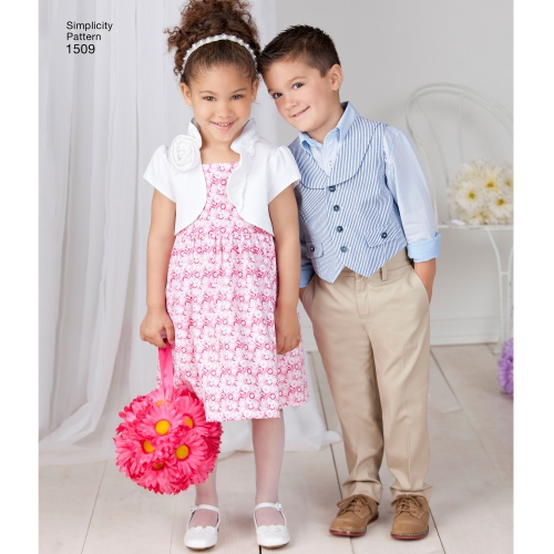 Laste vest, bolero ja kikilips, suurused: A (3-4-5-6-7-8), Simplicity Pattern #1509 