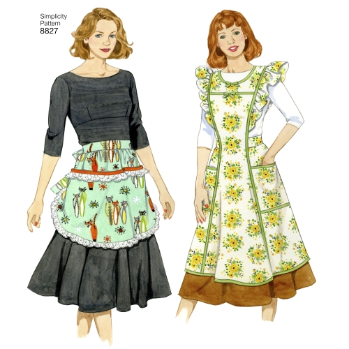 Misses` Aprons, Sizes: A (S-M-L), Simplicity Pattern #8827 