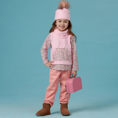 Mudilaste ja laste püksid, trikootopp ja müts, Simplicity Pattern #S8997 