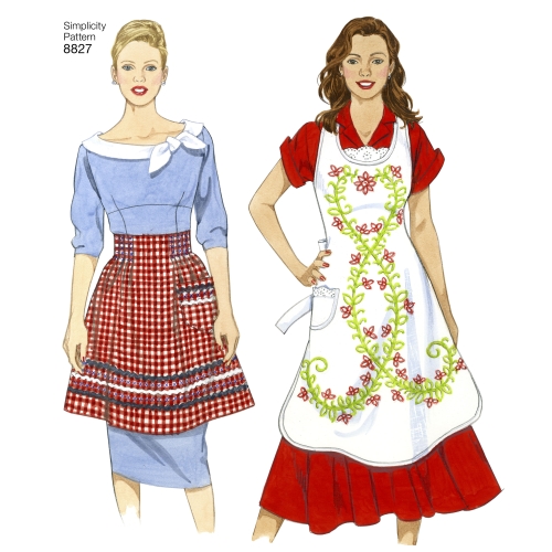 Misses` Aprons, Sizes: A (S-M-L), Simplicity Pattern #8827 