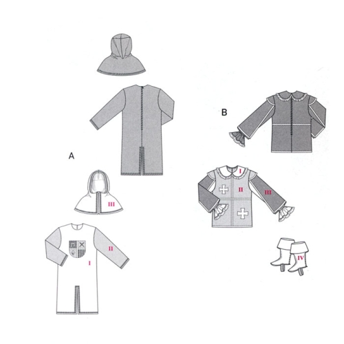 Musketär, Suurustele (Eur Sizes) 48-60 / Musketeer & Page / Burda 7976 