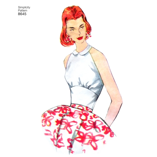 Naiste vintage topid, Simplicity 1950`s Vintage Women’s` set of halters and sun top 8645 