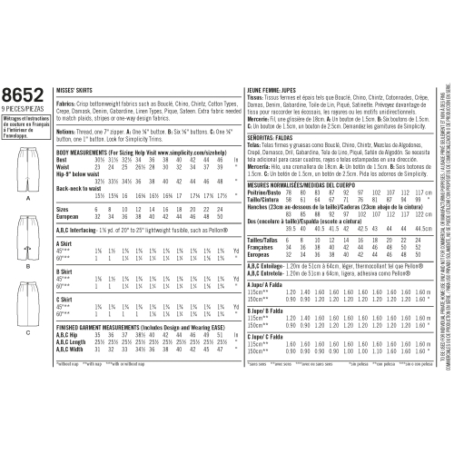 Seelikud, Simplicity Pattern #8652 