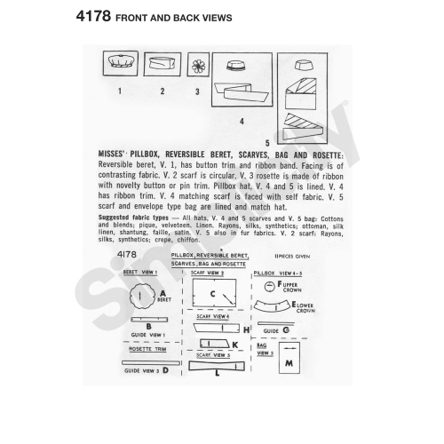 Naiste Vintage 60`ndate aksessuaarid Size: OS (ONE SIZE) Simplicity Pattern #4178 