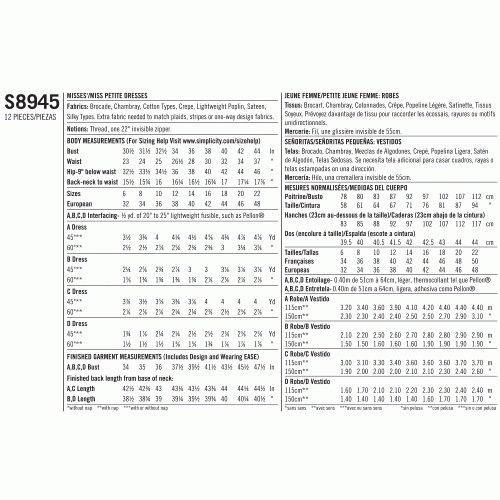 Naiste ja Petite-naiste kleidid, Simplicity Pattern #S8945 