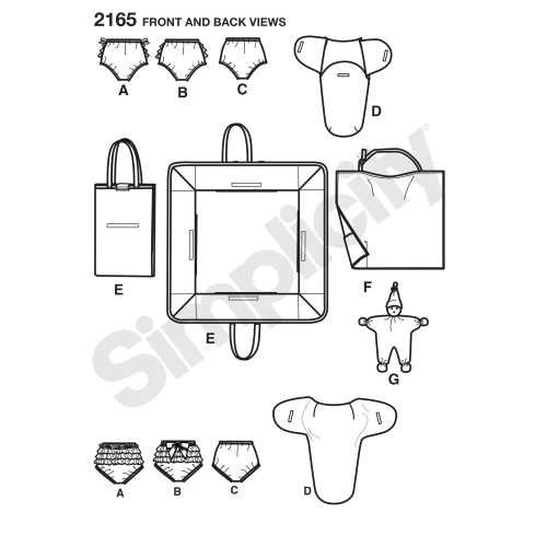 Beebitarvikud, suurused: A (kõik suurused), Simplicity Pattern #2165 