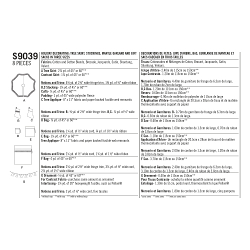 Pühade dekoratsioonid, aksessuaarid, kingikotid, Simplicity Pattern #S9039 