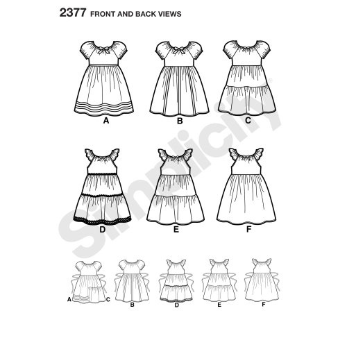 Laste kleidid, suurused: A (3-4-5-6-7-8), Simplicity Pattern #2377 