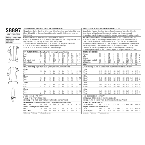 Laste ja tüdrukute kleit ja kotike, Simplicity Pattern #S8897 