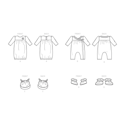 Simplicity lõikekomplekt S9283 INFANT GOWN & JUMPSUIT, SS9283A, Suurused: A (XS-S-M-L-XL) 