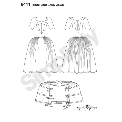 Naiste 18. sajandi kostüüm, Simplicity Pattern # 8411 