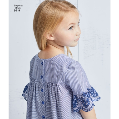 Laste Easy to Sew kleidid, suurused: A (3-4-5-6-7-8), Simplicity Pattern #8619 