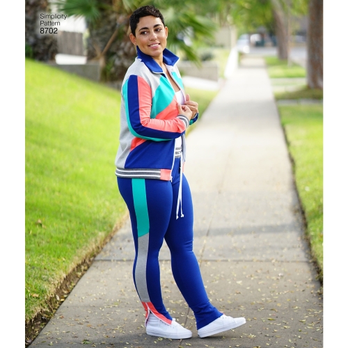 Mimi G-naiste trikoo jakk, püksid ja retuusid, Simplicity Pattern #8702 