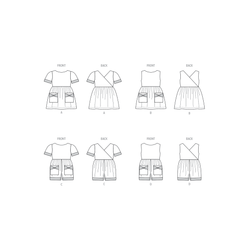 Lõikekomplekt BUTTERICK B6987 TODDLERS` DRESSES AND ROMPERS, Sizes: A (1/2-1-2-3-4), B6987A 