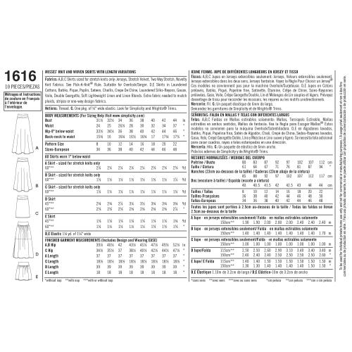 Naiste trikoo või kootud materjalist seelikud, Simplicity Pattern #1616 
