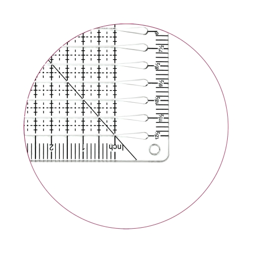 Линейка-шаблон с прорезями для раскроя,25 см × 20 см, KL4889 