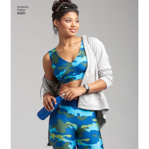 Naiste trikoo-spordirinnahoidjad, suurused: A (30A-44G), Simplicity Pattern # 8560 