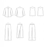 Naiste eestnööbitav ja käisteta topp ja püksid, Simplicity Pattern #S9112 