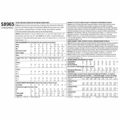 Laste ja tüdrukute riietus, Simplicity Pattern #S8965 