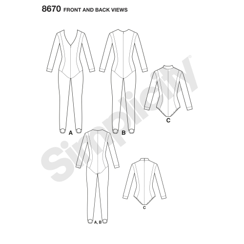 Naiste trikoo-kostüüm, Simplicity Pattern #8670 