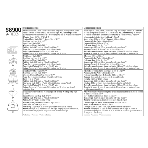 Köögiaksessuaarid, Simplicity Pattern #S8900 
